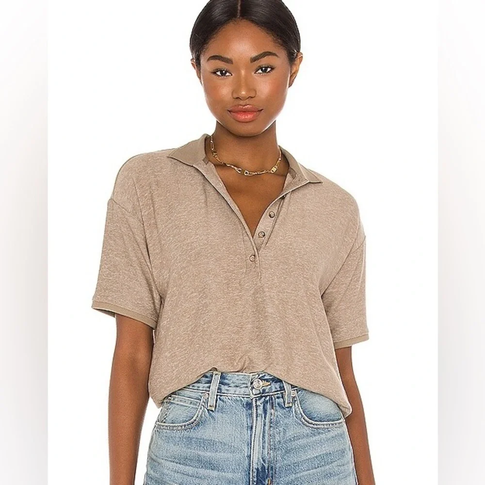 Richer Poorer Cozy Knit Polo in Warm Grey, L - Picture 1 of 7